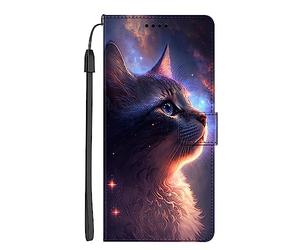 EuoDuo Coque Compatible avec Oppo A57s / Oppo A57 4G Étui Rabattable Motif Chaton Housse Portefeuille Flip Cover Magnétique PU Cuir Porte-Cartes Pochette Portable Antichoc Protection