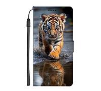 EuoDuo Coque Compatible avec Realme C11 2021 Étui Rabattable Motif Baby Tigré Housse Portefeuille Flip Cover Magnétique PU Cuir Pochette Portable Antichoc Protection