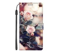 EuoDuo Coque Compatible avec Realme C63 / C61 / Realme Note 60 4G Étui Rabattable Motif Rose Jardin Housse Portefeuille Flip Cover Magnétique PU Cuir Pochette Portable Antichoc Protection