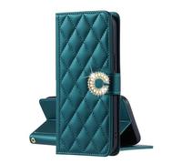 EuoDuo Coque Compatible avec Samsung Galaxy S20 FE Étui Rabattable Cuir PU Matelassé Glitter Cristaux Fleur Fermoir Magnétique Housse Portefeuille pour Femme Filles - Vert Olive