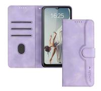 EuoDuo Coque Compatible avec TCL 60 SE 4G / 605 4G Étui à Rabat en Cuir PU Portefeuille Housse avec Fentes pour Cartes Magnétique Flip Pochette Antichoc Case - Cœur Violet