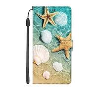 EuoDuo Coque Compatible avec Vivo Y52 5G / Vivo Y72 5G Étui Rabattable Motif Cadeau de mer Housse Portefeuille Flip Cover Magnétique PU Cuir Pochette Portable Antichoc Protection