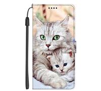 EuoDuo Coque Compatible avec Wiko Y51 Étui Rabattable Motif Chat Housse Flip Cover Magnétique PU Cuir Support Porte-Cartes Pochette Antichoc Protection