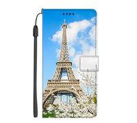 EuoDuo Coque Compatible avec WIKO Y51 Étui Rabattable Motif Ciel Bleu Paris Housse Antichoc Cuir PU Portefeuille Pochette Fermeture Magnétique à Clapet Flip Case