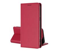 EuoDuo Coque Magnétique pour Oppo A60 4G Étui Rabattable en Cuir PU Housse Pochette à Clapet Aimant Ferme Portefeuille avec RFID Blocage Fentes pour Cartes - Rouge