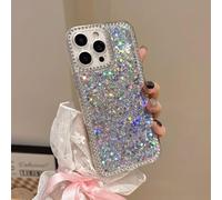 EuoDuo Coque Pailletée pour iPhone 16 Silicone Housse Brillant Bling Paillette Strass Etui de Protection pour Femmes et Fillese - Glitter Argent