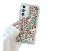 EuoDuo Coque Pailletée pour Samsung Galaxy A55 5G Silicone Housse Brillant Bling Paillette Strass Etui de Protection pour Femmes et Fillese - Arc-en-Ciel
