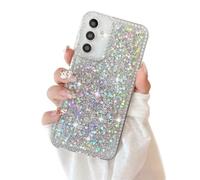 EuoDuo Coque Pailletée pour Samsung Galaxy S21 FE Silicone Housse Brillant Bling Paillette Strass Etui de Protection pour Femmes et Fillese - Glitter Argent