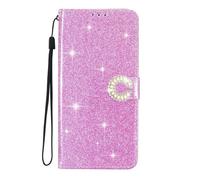 EuoDuo Coque Paillettes pour Xiaomi Redmi Note 14 5G Étui Rabat Telephone Portefeuille Cuir PU Glitter Brillant Fleur Housse avec Porte Carte Magnétique Flip Case - Violet Clair