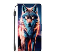 EuoDuo Coque Portefeuille pour Oppo A53 4G / Oppo A53s 4G 2020 Étui Rabattable Motif Loup Coloré Housse en Cuir PU Pochette Portable Folio Case Magnétique Antichoc Protection