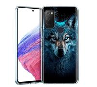 EuoDuo Coque pour Alcatel 1S 2021 / Alcatel 3L 2021 Transparente Silicone TPU avec Motif Loup Étui Protection Complète Souple Housse Antichoc Case Cover