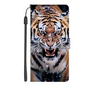 EuoDuo Coque pour Honor X6 4G/ X8 5G/ Honor 70 Lite Étui Rabattable Motif Tigre Marron Housse Portefeuille en Cuir PU Téléphone Portable Folio Case avec Porte-Carte Magnétique Protection