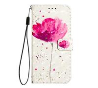 EuoDuo Coque pour Honor X6a Étui Rabattable en Cuir PU Élégant Motif Dessin Folio Portefeuille Porte Carte à Rabat Housse Magnétique Cover - Fleur Rose