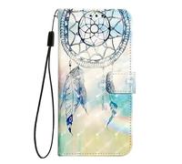 EuoDuo Coque pour Honor X6B 4G Étui Rabattable en Cuir PU Élégant Motif Dessin Folio Portefeuille Porte Carte à Rabat Housse Magnétique Cover - Attrape-rêves Bleu Violet