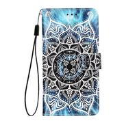 EuoDuo Coque pour Nokia X10 / Nokia X20 Étui Rabattable en Cuir PU Élégant Motif Dessin Folio Portefeuille Porte Carte à Rabat Housse Magnétique Cover - Mandala Bleu