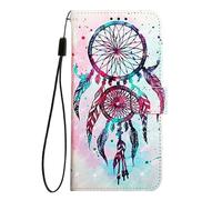 EuoDuo Coque pour Oppo A15 / Oppo A15S Étui Rabattable en Cuir PU Élégant Motif Dessin Folio Portefeuille Porte Carte à Rabat Housse Magnétique Cover - Plume Colorée