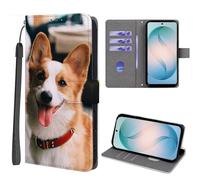 EuoDuo Coque pour Oppo A38 4G / Oppo A18 4G Étui Rabattable Cuir PU Motif Imprimé Animal Housse Magnétique Portefeuille avec Fentes pour Cartes Flip Case - Chien Mignon