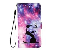 EuoDuo Coque pour Oppo A5 2020 / Oppo A9 2020 Étui Rabattable en Cuir PU Élégant Motif Dessin Folio Portefeuille Porte Carte à Rabat Housse Magnétique Cover - Panda Mignon