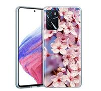 EuoDuo Coque pour Oppo A54s / Oppo A16 / Oppo A16s Transparente Silicone TPU avec Motif Fleur de Cerisier Étui Protection Complète Souple Housse Antichoc Case Cover