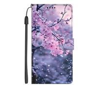 EuoDuo Coque pour Realme C65 4G Étui à Rabat Premium PU Cuir Portefeuille Téléphone Motif Imprimé Animal Housse Magnétique avec Fentes pour Cartes - Fleurs Flocons de Neige