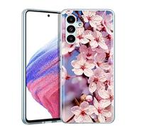 EuoDuo Coque pour Samsung Galaxy A04s / A13 5G Transparente Silicone TPU avec Motif Fleur de Cerisier Étui Protection Complète Souple Housse Antichoc Case Cover