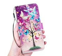 EuoDuo Coque pour Samsung Galaxy A34 5G Étui Rabattable en Cuir PU Motif Vol de Papillons Housse Portefeuille avec Porte Carte Magnétique Antichoc Protection