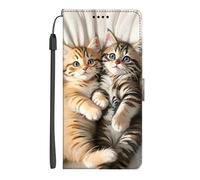 EuoDuo Coque pour Xiaomi 13T/ Xiaomi 13T Pro 5G Étui Rabattable Motif Couple de Chats Housse Portefeuille en Cuir PU Téléphone Portable Folio Case avec Porte-Carte Magnétique Protection