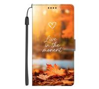 EuoDuo Coque pour Xiaomi Redmi 13C 4G / Poco C65 Étui à Rabat Premium PU Cuir Portefeuille Téléphone Motif Imprimé Animal Housse Magnétique avec Fentes pour Cartes - Cœur Feuilles