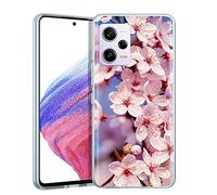 EuoDuo Coque pour Xiaomi Redmi Note 12 Pro 5G Transparente Silicone TPU avec Motif Fleur de Cerisier Étui Protection Complète Souple Housse Antichoc Case Cover