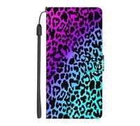 EuoDuo Étui Portefeuille pour Wiko Y82 Coque à Rabat, Léopard Violet | Cuir PU Pochette de Portefeuille, Emplacements pour Cartes, Housse Magnétique, Imprimé Animal