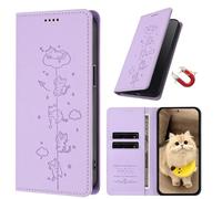EuoDuo Étui pour Oppo A38 4G / Oppo A18 4G Coque Portefeuille Chatons Mignons en Cuir PU Rabat Aimanté Housse Portable avec Fentes pour Cartes RFID Blocage Flip Case - Violet