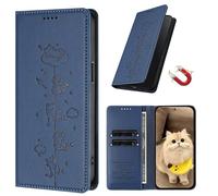 EuoDuo Étui pour Oppo A40 4G / A40M 4G / Oppo A60 5G Coque Portefeuille Chatons Mignons en Cuir PU Rabat Aimanté Housse Portable avec Fentes pour Cartes RFID Blocage Flip Case - Bleu