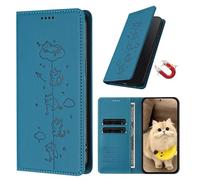 EuoDuo Étui pour Vivo V29 5G / S17 Pro 5G Coque Portefeuille Chatons Mignons en Cuir PU Rabat Aimanté Housse Portable avec Fentes pour Cartes RFID Blocage Flip Case - Sarcelle