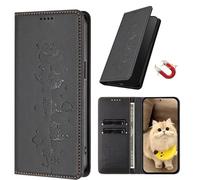 EuoDuo Étui pour Vivo X200 FE Coque Portefeuille Chatons Mignons en Cuir PU Rabat Aimanté Housse Portable avec Fentes pour Cartes RFID Blocage Flip Case - Noir