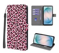 EuoDuo Étui Rabattable pour Samsung Galaxy A57 5G Coque Portefeuille Cuir PU Premium Motif Imprimé Animal Housse Magnétique à Rabat Fentes pour Cartes Pochette Case Rose