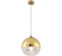 Euone_Clothes Suspension Luminaire avec Abat-jour Boule en Verre Semi-plaqué, Lampe Suspendue de Plafond Moderne, Lustre de Chambre de Salle à manger de Cuisine (Or, 20cm), ( DGY-1004)