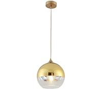 Euone_Clothes Suspension Luminaire avec Abat-jour Boule en Verre Semi-plaqué, Lampe Suspendue de Plafond Moderne, Lustre de Chambre de Salle à manger de Cuisine (Or, 15cm)