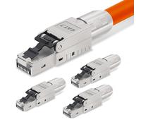 EUOP-Lot De 4 Fiches Cat 7 Rj45 Cat 7 Ns-7 Vers Borne De Coupe (Lsa), Contacts Plaqués Or, Fiche Réseau Cat 7 Sans Outil, Connecteur Lan 10 Gbps Pour Câble Patch Et Câble De Pose