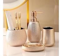 EUOUWIE Bathroom Accessories Set Ensemble d'accessoires de Salle de Bain Kit en Or Rose Ensembles d'accessoires de Salle de Bain de Luxe Porte-Savon en céramique Porte-Brosse à Dents Distributeur
