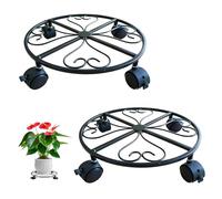 eupdd Lot De 2 Porte Plante À roulettes en Métal: Supports De Pots De Fleurs À roulettes Ø30 Cm, Support Plante Roulette pour Intérieur Et Extérieur, Jardin, Balcon