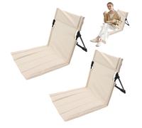 eupdd Transat De Plage Pliable: 2 Pièces Tapis De Plage avec Dossier, Portable Confortable 39.5x38x41cm Beige Aluminium Et Tissu pour Camping Randonnée Pique-Nique Plage Vacances