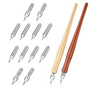 EupHHonycs Lot de 14 stylos de calligraphie oblique, stylo à plume de bande dessinée, porte-stylo à dessin 2 en 1 avec 12 pointes de rechange pour écrire, peindre, signer