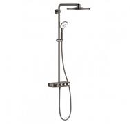 Grohe système de douche 26507A00 graphite dur, avec thermostat AP, bras de douche pivotant 45cm