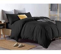 Euphoric Gifts Parure de lit 100 % pur coton (coton égyptien) pour lit super king size en noir uni - Comprend housse de couette, drap-housse et taies d'oreiller