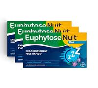 EuphytoseNuit® - Complément alimentaire adulte - Mélatonine 1mg - Endormissement plus rapide - Passiflore : Sommeil de qualité - 3 Packs de 30 Comprimés - 90 nuits de sommeil - Fabriqué en France