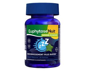 EuphytoseNuit Gommes Pomme 1 MG de Mélatonine pour un endormissement rapide - 30 Gommes
