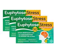 EuphytoseStress Concentration - Complément alimentaire - Bacopa Monnieri - Rhodiola Rosea - Plantes adaptogènes - Stress, Difficulté de Concentration - 3 mois - 3x30 comprimés - Fabriqué en France