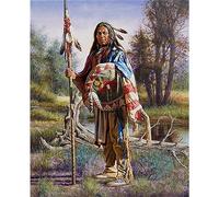 EUPLI Loup Indien Femme imprimé 11CT, Motifs de Broderie au Point de Croix, Fils DMC, Peinture, Tricot Artisanal Fait à la Main, 50x70cm