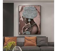 EUPLI Peinture Diamant beauté Noire, Broderie Portrait, décoration de la Maison, Femme Africaine, Broderie Diamant, mosaïque, 50x70cm