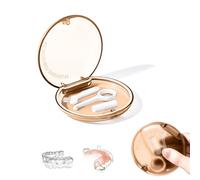 Eupneicu Boîte À Bretelles, Boîte De Rangement Prothèses, Boite A Dentier, Boite Goutiere Dent Portable, Etui Pour Dentaires Facile À Nettoyer [Abricot]